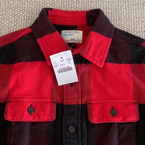 New Boys CrewCuts ( J. Crew) Flannel Button up Size 6-7 - Picture 7 of 9